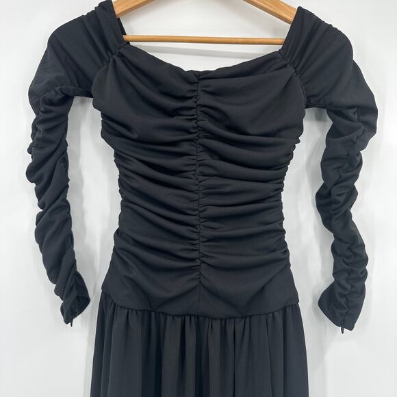 Tanya Taylor ​Marla Ruched Maxi Fit and Flare Dress in Black Size 0 NWT - Picture 4 of 9